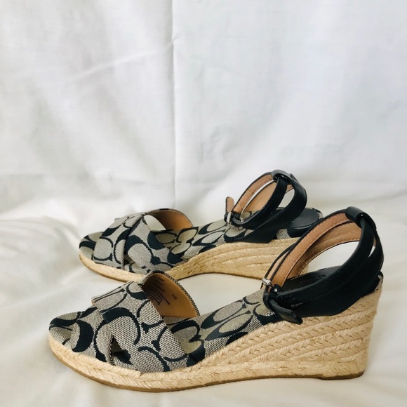 Coach Henley #1897 Black C Logo Wedge - Picture 5 of 8